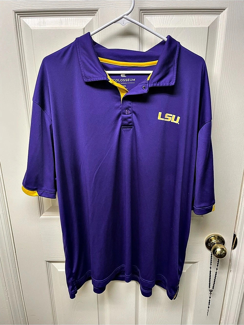 Colosseum LSU Tigers Men's Short-Sleeve Polo Shirt in Size XXL Purple & Yellow